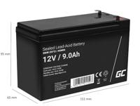 Green Cell Green Cell - USV-Akku - 1 x Batterie - Bleisäure Loodaccu 12 V 9 Ah Loodvlies (AGM) (b x h x d) 151 x 95 x 65 mm Kabelschoen 6.35 mm - thumbnail