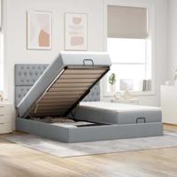 Ottoman bed met matrassen 160x200cm stof lichtgrijs - thumbnail