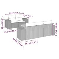 6-delige Loungeset met kussens poly rattan grijs - thumbnail