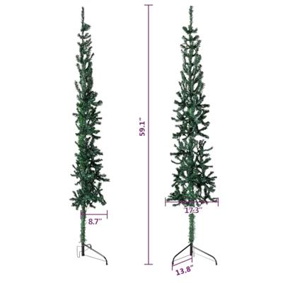 Kunstkerstboom half met standaard smal 150 cm groen Kunstkerstboom half met standaard smal 150 cm groen
