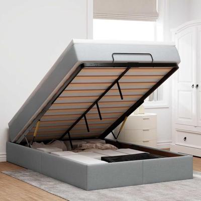 Ottoman bed met matras 120x190 cm stof lichtgrijs