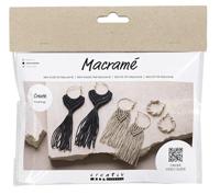 Creativ Company Https://www.cchobby.nl/mini-hobbyset-macrame-oorbellen-zwart-olijfbruin-zandkleur-1-doos - thumbnail