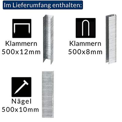 3 in 1 handtacker met 1000 nietjes (8/12mm) en 500 nagels (10mm)