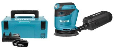 Makita DBO180RTJ DBO180RTJ Excentrische accuschuurmachine Incl. 2 accus, Incl. lader 18 V Ø 125 mm