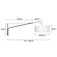 Steinhauer Wand LeeslampGramineus zwart met witte lampenkap - 9321ZW - thumbnail