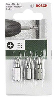Bosch Accessoires 3-delige schroefbitset Standard | PH1, PH2 en PH3 | 25 mm - 2609255964