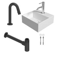 Salenzi Fonteinset Spy 30x30 cm Mat Wit (Keuze uit 8 kranen in 4 kleuren) - thumbnail