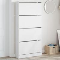 Schoenenkast met 4 klaplades 80x21x163,5 cm wit - thumbnail