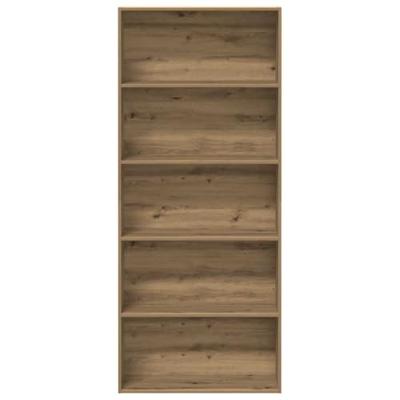 Boekenkast 80x30x189 cm bewerkt hout artisanaal eikenkleur