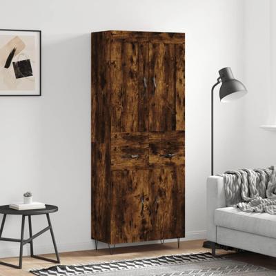 Hoge kast 69,5x34x180 cm bewerkt hout gerookt eikenkleurig