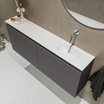 MONDIAZ TURE 120cm toiletmeubel dark grey. EDEN wastafel talc rechts geen kraangat