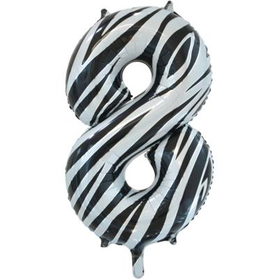 Folieballon Cijfer 8 Zebra (86cm)