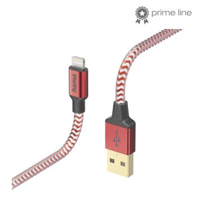 Hama Oplaadkabel Reflective USB- A - Lightning 1,5 M Nylon Rood Hama Oplaadkabel Reflective USB- A - Lightning 1,5 M Nylon Rood