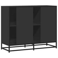 Dressoir 92x35x76 cm bewerkt hout zwart - thumbnail