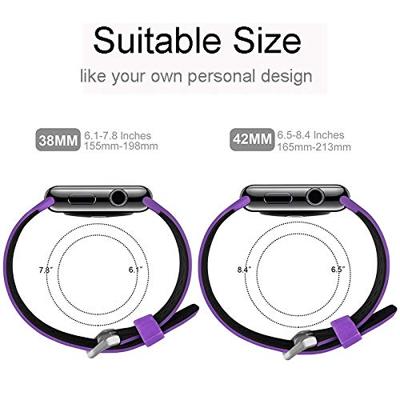 Bandje met gaatjes - 2 kleuren - Paars met zwart - Geschikt voor Apple Watch 38mm / 40mm / 41mm / 42mm - thumbnail