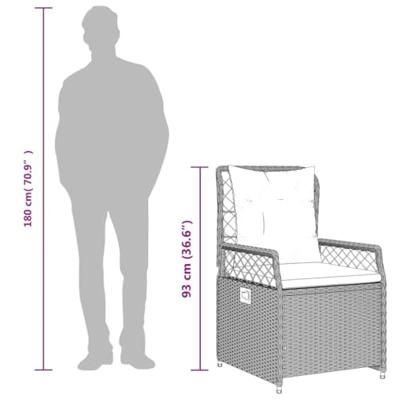 9-delige Tuinset met kussens poly rattan bruin