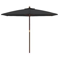 Parasol met houten paal 299x240 cm zwart - thumbnail