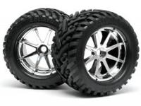 Mounted goliath tyre 178x97mm on blast wheel chrome - thumbnail
