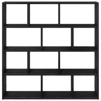 Wandschap kubus 12 vakken bewerkt hout zwart - thumbnail