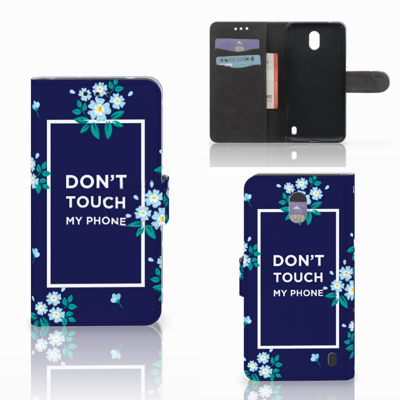 Nokia 2 Portemonnee Hoesje Flowers Blue DTMP Nokia 2 Portemonnee Hoesje Flowers Blue DTMP