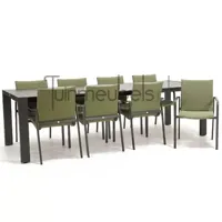 Tuinstoel Anzio Forest Green 8 stoelen met rialto aluminium tafel 262 x 329 cm - thumbnail