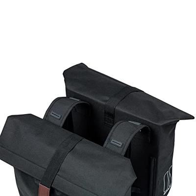 Basil city dubbele fietstas grijs, waterafstotend, geschikt voor e-bikes, reflecterend, 28-32l