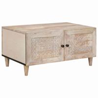 Salontafel met opslag Beige 80 x 50 x 40 cm Massief acaciahout - thumbnail