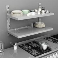 Zwevend schap 2-laags 100x30 cm roestvrij staal - thumbnail