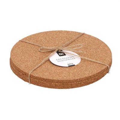 Onderzetter kurk rond set a 3 stuks