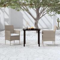 3-delige Tuinset met kussens beige en zwart - thumbnail