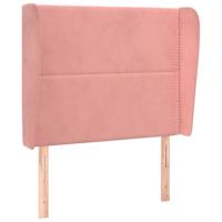 Hoofdbord met randen 93x23x118/128 cm fluweel roze - thumbnail