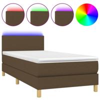 Boxspring met matras en LED stof donkerbruin 90x190 cm - thumbnail