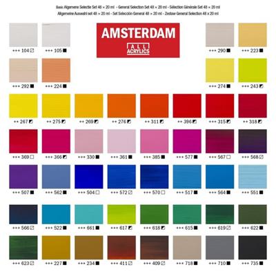 Bruynzeel Amsterdam standard series acrylverf algemene selectie set 20ml, 48dlg. - thumbnail