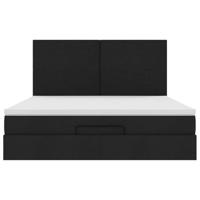 Ottoman bed met matras en LED's 180x200cm stof zwart - thumbnail