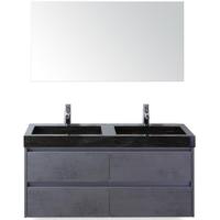 Dante Badmeubelset 120 cm - Beton Antrac - Wastafel Hardsteen Wit Lucca Dubbel met Spiegel - thumbnail
