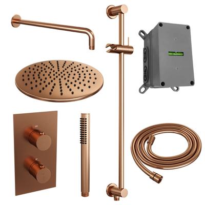 Copper Edition thermostatische regendouche SET 40 met handdouche en glijstang, koper geborsteld PVD