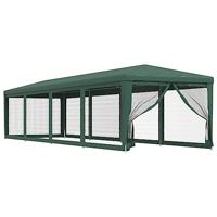Partytent met 10 mesh zijwanden 3x12 m HDPE groen - thumbnail