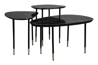 Dutchbone Organische Bijzettafel 'Phyllis' Mangohout, Set van 3 stuks