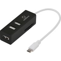 Renkforce RF-4995192 USB-hub 3 poorten Met ingebouwde SD-kaartlezer, Met OTG-functie Zwart - thumbnail