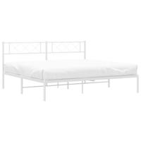 Bedframe met hoofdbord metaal wit 160x200 cm - thumbnail