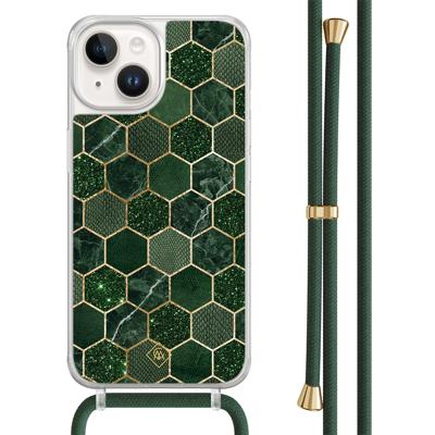 iPhone 14 hoesje met groen koord - Kubus groen