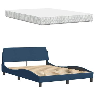 Bed met matras "Hanko" stof blauw 120x200 cm - thumbnail