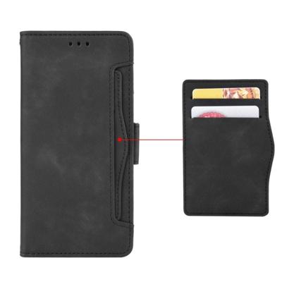 Portemonnee stijl huid gevoel kalf patroon lederen draagtas voor Google pixel 3a met aparte kaartsleuf (zwart)