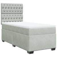 Boxspring met matras fluweel lichtgrijs 90x190 cm - thumbnail