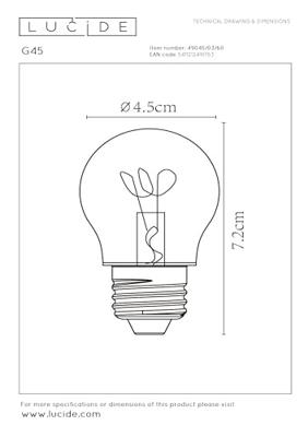 Lucide G45 - Filament lamp - Ø 4,5 cm - LED Dimb. - E27 - 1x3W 2700K - Transparant