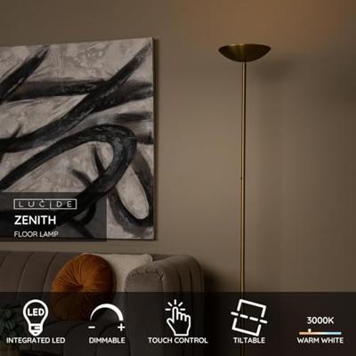 Lucide ZENITH - Vloerlamp - Ø 25,4 cm - LED Dimb. - 1x20W 3000K - Mat Goud / Messing