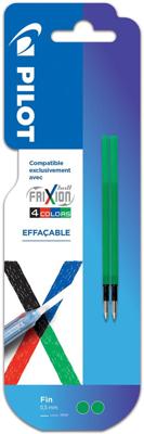 Pilot vullingen voor Frixion Ball 4-kleurenroller, fijn, groen, pak van 2 stuks