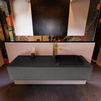 Badkamermeubelset Mondiaz Erin 150 cm met 1 Lade met RIDGE Wastafel Rechts Urban met 1 kraangat Greeploos Mat Dark Grey - thumbnail