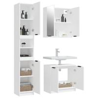 3-delige Badkamerkastenset bewerkt hout wit - thumbnail