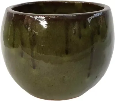 Geglazuurde bloempot egg 24x18 cm jade zwart